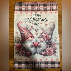 Garden Flag Valentine's Day Gnome 12" x 18" NWOT